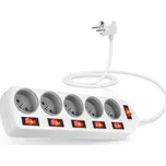CONNECT IT prodlužovací kabel , 5 zásuvek, 2 m, s vypínači (bílá)
