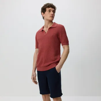 Pánské kalhoty Reserved - Lněné šortky regular fit - tmavomodrá - 170EG-59X - 170EG-59X-L