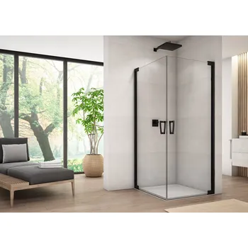 Ronal CADURA CA1C G+D sprchový kout čtvercový 80x80 cm Profil: Černá, Sklo: Hladké čiré, Rozměr: 80x80 cm