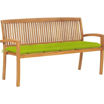 Zahradní lavice OMAXI Stohovatelná zahradní lavice s poduškou 159 cm masivní teak 272565