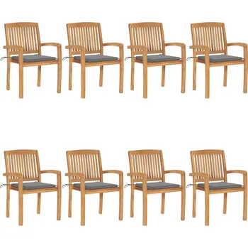 OMAXI Stohovatelné zahradní židle s poduškami 8 ks masivní teak 450109