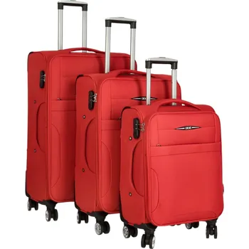 Cestovní látkový kufr Livius velikost SADA, červený