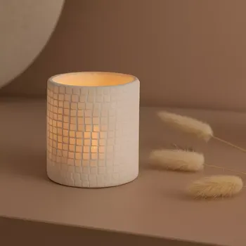 Svícen House Doctor Skleněný svícen Bricks bílý 10 cm