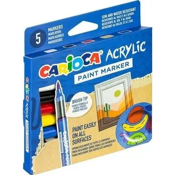 Set školních potřeb Markery akrylowe z pędzelkiem 5 kolorów CARIOCA