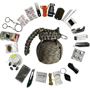 Vybavení pro přežití WARAGOD Paracord sada pro přežití Menel, camo zelená