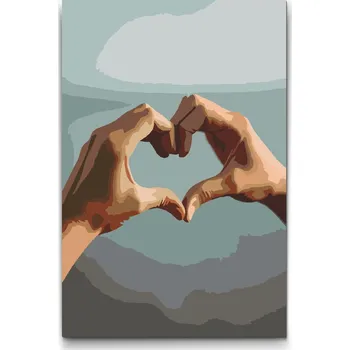 Malování podle čísel - Srdce z rukou Velikost: 20x30cm, Rámování: Pouze srolované plátno