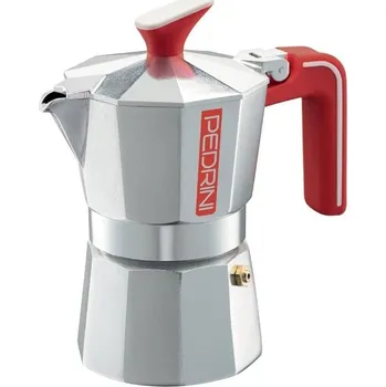 Příprava kávy MOKA KONVIČKA ECO BRILLANTATA MANICO ROSSO na 2 ŠÁKLY Z LEŠTĚNÉHO HLINÍKU