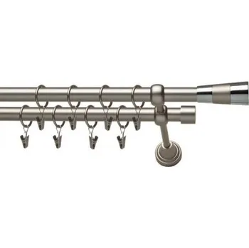 iron dvoutyč komplet-DORIS Barva: chrom mat, Délka: 120 cm, typ kroužků: kroužky s plastovými háčky