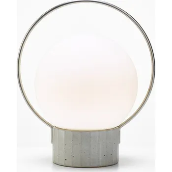 Brokis Betonovo-skleněná bateriová lampička Sfera Portable Large Barva skla: Šedá kouřová lesklá, Povrch montury: Černý matný komaxit, Povrch podstavy: Přírodní beton PC01273_003