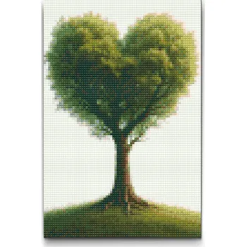 Diamantové malování Diamantové malování - Strom ve tvaru srdce Velikost: 20x30cm, Rámování: Pouze srolované plátno, Diamanty: Kulaté