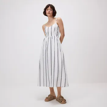 Dámské šaty Reserved - Bavlněné midi šaty - krémová - 540FB-01X - 540FB-01X-XS