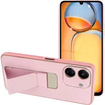 Pouzdro na mobilní telefon Leather Case Kickstand pouzdro / kryt 3v1 pro Xiaomi RedMi 13C růžové