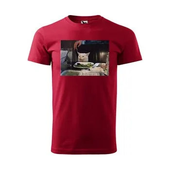 Pánská móda Tričko s potiskem Angry cat meme: červené 3XL