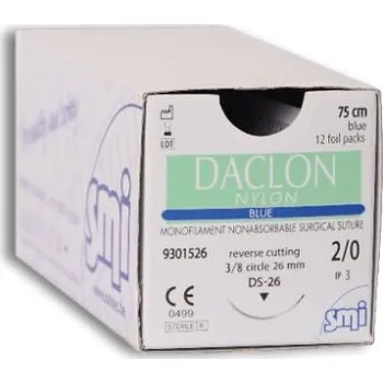 Zdravotnický materiál SMI AG, Belgie Kožní nevstřebatelné šití DACLON NYLON varianta: DACLON NYLON MONOFIL 0, DS 24mm, 75cm, 12 ks