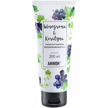 Vlasová regenerace Anwen Winogrona&Keratyna maska pro vlasy se střední pórovitostí, 200 ml