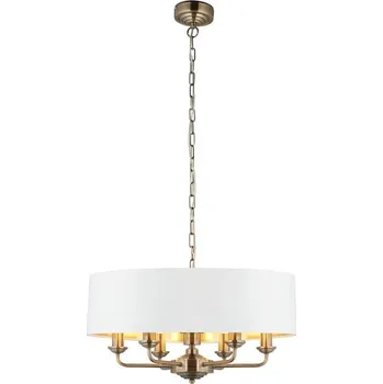 Endon 98933 - Lustr na řetězu HIGHCLERE 6xE14/40W/230V bílá/mosaz