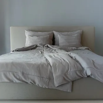 Povlečení HEDDA Lněné povlečení Naira šedé - set 140x200 cm, 70x90 cm