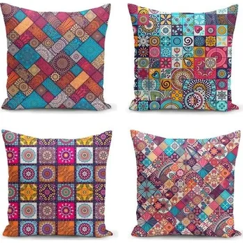 Povlak na dekorativní polštářek Povlaky na polštáře v sadě 4 ks 45x45 cm Mandala Tiles – Minimalist Cushion Covers ID_1340447