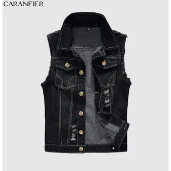 Pánská vesta Džínová pánská vesta retro styl s kapucí až 6XL Velikost: XL, Barva (Varianta): 2200