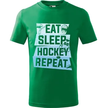 Chlapecké tričko DOBRÝ TRIKO Dětské tričko Eat sleep hockey Velikost: 158/12 let, Barva: Středně zelená