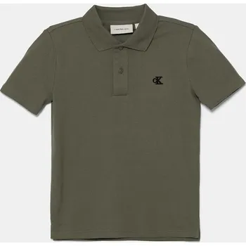 Pánské tričko Dětské polo tričko Calvin Klein Jeans zelená barva, IB0IB02486 IB0IB02486.9BYA 87X, vel. 170
