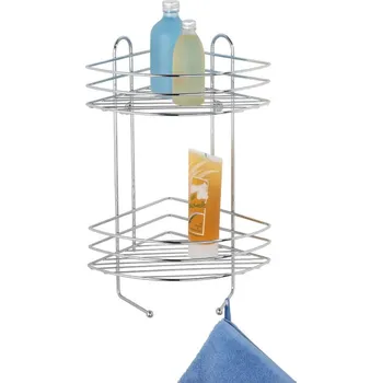 Drátěná police Dvoupatrová pochromovaná rohová nástěnná polička Wenko Exclusive ID_1302908