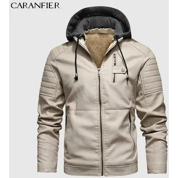 Moto bunda Kožená pánská bunda s kožíškem uvnitř a odnímatelnou kapucí Barva: Béžová, Velikost: S