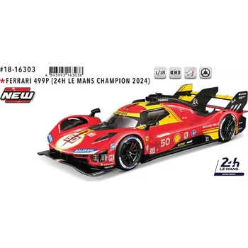 autíčko Ferrari 499P 3.0L Turbo V6 Team Ferrari AF Corse No.50 Champion 24h Le Mans 2024 A.Fuoco - M.Molina - N.Nielsen (sběratelský model, určeno pouze k vystavení)