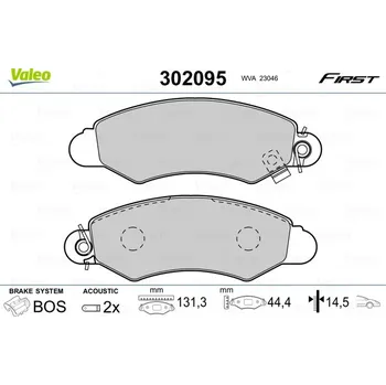 Brzdová destička Sada brzdových destiček, kotoučová brzda VALEO 302095