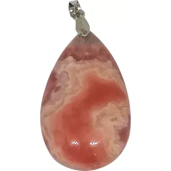 Přívěsek Přívěsek z rodochrozitu AA kvality – s chirurgickou ocelí, šperk pro srdce a duši (3,8 x 2,3 cm)