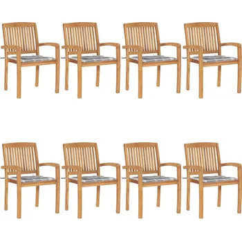 Stohovatelné zahradní židle s poduškami 8 ks masivní teak Hnědá3073254