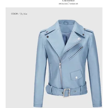 Dámský křivák Dámský kožený křivák se zipem a páskem Barva: Světle Modrá, Velikost: XL