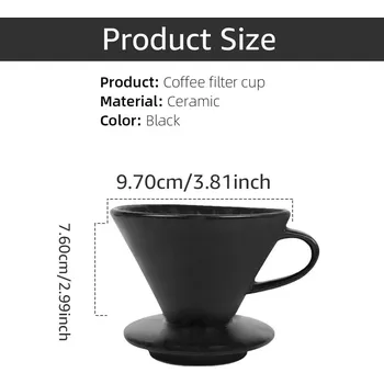 Dripper Keramický ruční filtr na kávu | ruční překapávač - Černý