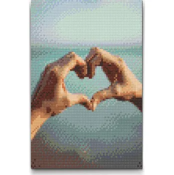 Diamantové malování Diamantové malování - Srdce z rukou Velikost: 20x30cm, Rámování: Pouze srolované plátno, Diamanty: Kulaté