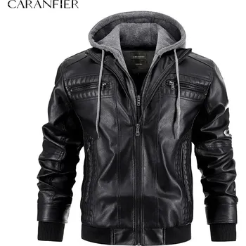 Moto bunda Kožená bunda s kapsami na hrudi a odnímatelnou kapucí Barva: Černá, Velikost: M