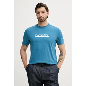 Pánské tričko Bavlněné tričko Calvin Klein LV04RC852G tyrkysová 69X, vel. M