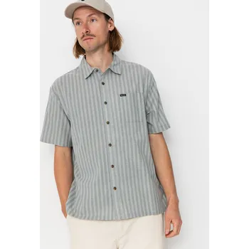 Pánská košile Brixton Cru Oxford Stripe (basalt blue/whitcap stripe) XL, šedá