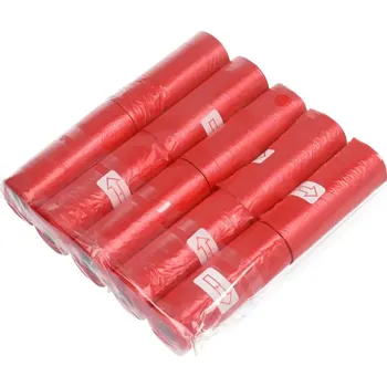 sáček na exkrement Plastové sáčky na psí exkrementy 10 rolí červené barvy