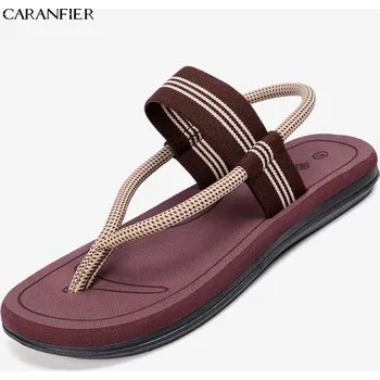 Dámské sandále Pánské letní sandály plážová obuv s plochou podlážkou Velikost: 40, Barva (Varianta): Hnědá