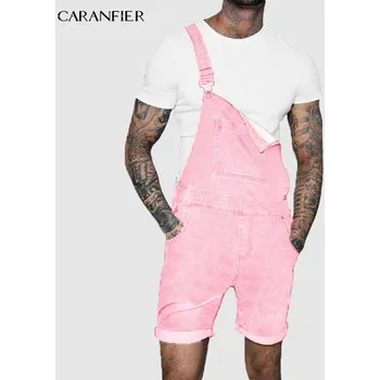 Pánské džíny Džínový pánský overal - kalhoty s laclem a kapsami Barva: Růžová, Velikost: L