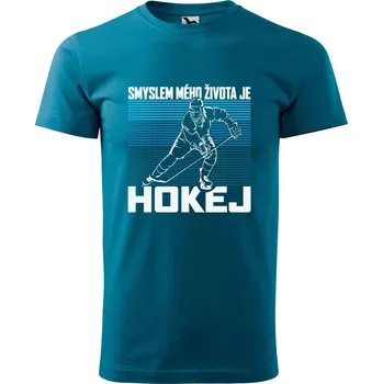 Pánská móda DOBRÝ TRIKO Pánské tričko s potiskem Hokej smyls života Velikost: 2XL, Barva: Petrolejová