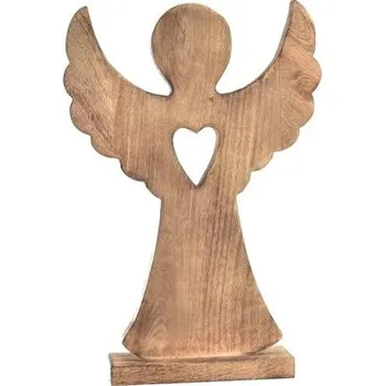 Vánoční dekorace INDECOR Anděl srdce 17 x 6 x 37 cm, mangové dřevo INDECOR X10554