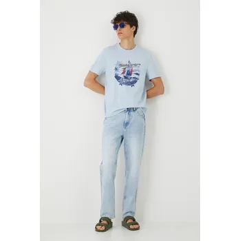 Pánské tričko Bavlněné tričko Medicine pánské, modrá barva, s potiskem RS25.TSMB21 50X, vel. XL