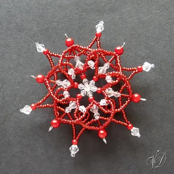 Vánoční ozdoba Vánoční korálková hvězda 0435 - Kolekce Red - 3D (PEVNÁ A NEREZ) Christmas bead ornament (Vánoční hvězda z korálků - Korálková hvězdička a vločka - Hvězdy a hvězdičky z korálků - Christmas bead star)