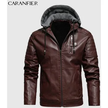 Moto bunda Kožená pánská bunda s kožíškem uvnitř a odnímatelnou kapucí Barva: Červená, Velikost: XS