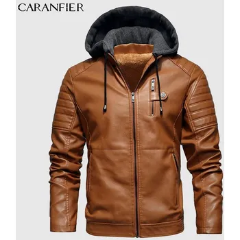 Moto bunda Kožená pánská bunda s kožíškem uvnitř a odnímatelnou kapucí Barva: Khaki, Velikost: 3XL