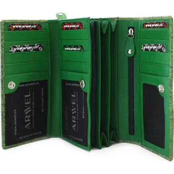 Peněženka Dámská kožená klopnová peněženka se vzorem Arwel 2235 - olivová