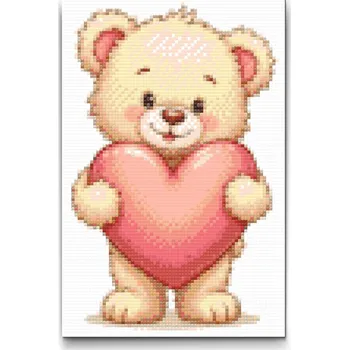 Diamantové malování Diamantové malování - Medvídek se srdcem Velikost: 20x30cm, Rámování: Pouze srolované plátno, Diamanty: Kulaté