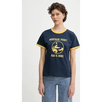 Pánské tričko Bavlněné tričko Rag & Bone WCC25PT023MI24 námořnická modř 59X, vel. L