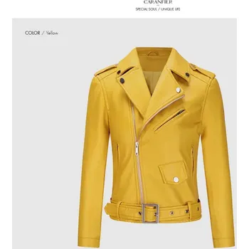 Dámský křivák Dámský kožený křivák se zipem a páskem Barva: Žlutá, Velikost: M